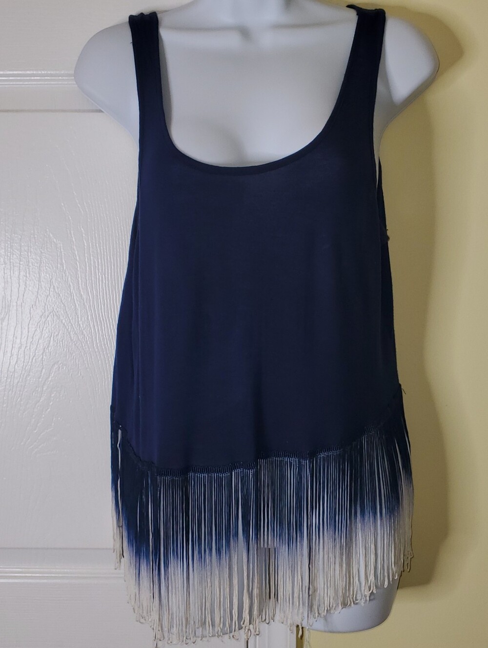 💙 Heart & Hips Navy Fringe Tank Top | L